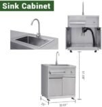 4 Pcs Stainless Steel BBQ Island Outdoor Kitchen Packages, 5-Burner 58000 BTU Built-in Grill with Infrared Rear Burner + Grill Cabinet + Sink Cabinet + Appliance Cabinet + Rotisserie Kit  Patio, Lawn & Garden - Image 5