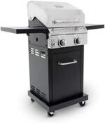 Megamaster 2-Burner Propane Barbecue Gas Grill with Foldable Side Tables, Perfect for Camping, Outdoor Cooking, Patio, Garden Barbecue Grill, 28000 BTUs, Silver and Black, 720-0864MA - Image 17