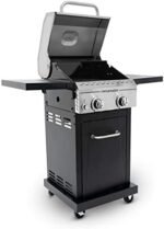Megamaster 2-Burner Propane Barbecue Gas Grill with Foldable Side Tables, Perfect for Camping, Outdoor Cooking, Patio, Garden Barbecue Grill, 28000 BTUs, Silver and Black, 720-0864MA - Image 12